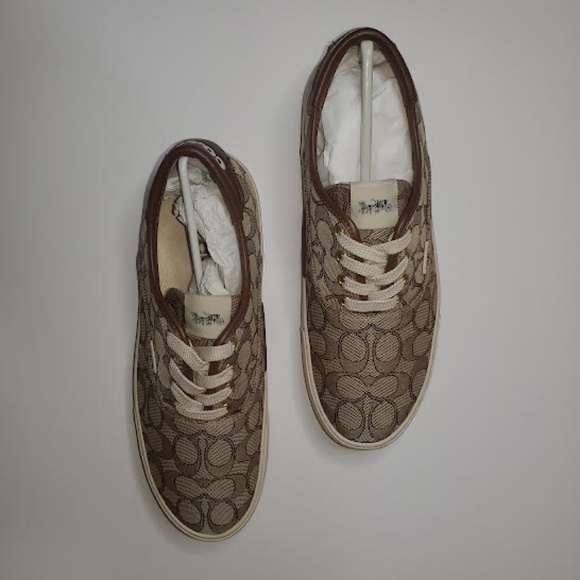 NWOT Women's Authentic Coach Citysole Skate Sneakers C2705 Signature Khaki Logo - Picture 5 of 11